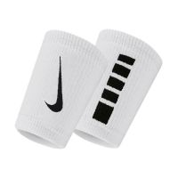 Nike ผ้ารัดข้อมือแบบยาว Elite Doublewide Wristbands 2-Pack | White/Black ( N.100.6700.101 )