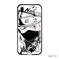 UCUC เคสโทรศัพท์เคสสำหรับ Vivo Y93 Y91CอะนิเมะSketchสีดำสีขาวชุดนารูโตะSasuke Kakashi Soft Edgeกระจกเทมเปอร์กรณี