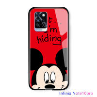 UCUC เคสโทรศัพท์เคสสำหรับ Infinix Note 10 Pro NFC ปลอกการ์ตูนสำหรับสาวมิ๊กกี้มินนี่โดนัลด์เป็ดหมีพูเคสมันวาวกระจกเทมเปอร์ฝาหลังปลอก