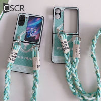 CSCR เคสโทรศัพท์เชือกยาวสีเขียวสดใสสำหรับออปโป้ไฟนด์ N2พับได้ FindN2Flip 5G เคสปิดคลุมป้องกันการกระแทก