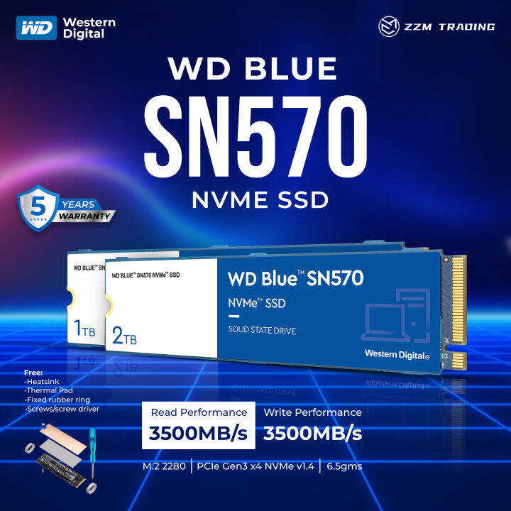 Western Digital Blue SN570 NVMe SSD 1TB/2TB with FREE Thermal Cooling ...