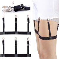 【YF】✎☬  Mens Shirt Stays Adjustable Elastic Tuckers Garters Holders with Non-Slip Locking Clamps for Military-Black