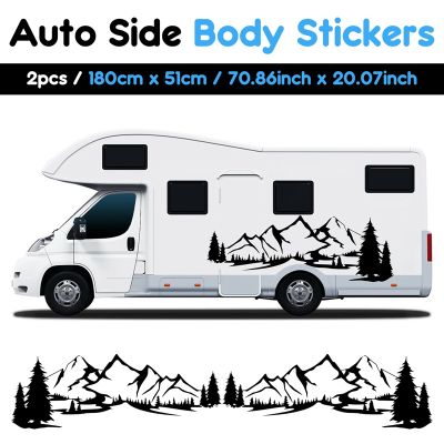 RV Motorhome Side Body Sticker DIY Large Mountain Tree Decal Sticker Decoration for Car Caravan Trailer