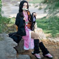 ۞❅ Parcelot Anime Demon Slayer Nezuko Costume Kimono Kimetsu No Yaiba Kamado Wig Womens Uniform