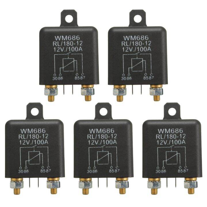 5X 12V 100Amp 4-Pin Heavy Duty ON/OFF Switch Split Charge Relay for ...