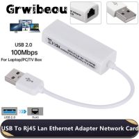 Grwibeou USB 2.0 Network Card USB 2.0 to RJ45 Ethernet Lan Adapter cable 10/100Mbps for Win 7 8 10 XP Mac PC Laptop Free Driver