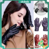 OKDEALS Female Warm Trendy Soft Leather Women Gloves Thermal Touch Screen Mittens