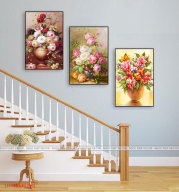 Tranh treo tường Cầu Thang lọ hoa 3D đẹp, tranh trang trí in sắc nét rực rỡ thumbnail