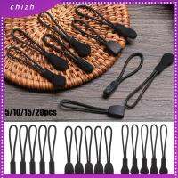 CHIZH 5/10/15/20pcs สีดำ คลิปหนีบกระเป๋า กลางแจ้ง ตัวดึงซิป เครื่องดึงสายไฟ ซิปดึง สิ้นสุดการล็อก Zips