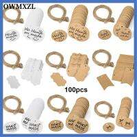 OWMXZL 100pcs DIY กระเป๋าเดินทาง ปอกระเจา งานแต่งงาน แท็กของขวัญคราฟท์ ป้ายแขวน การติดแท็ก แฮนด์เมด