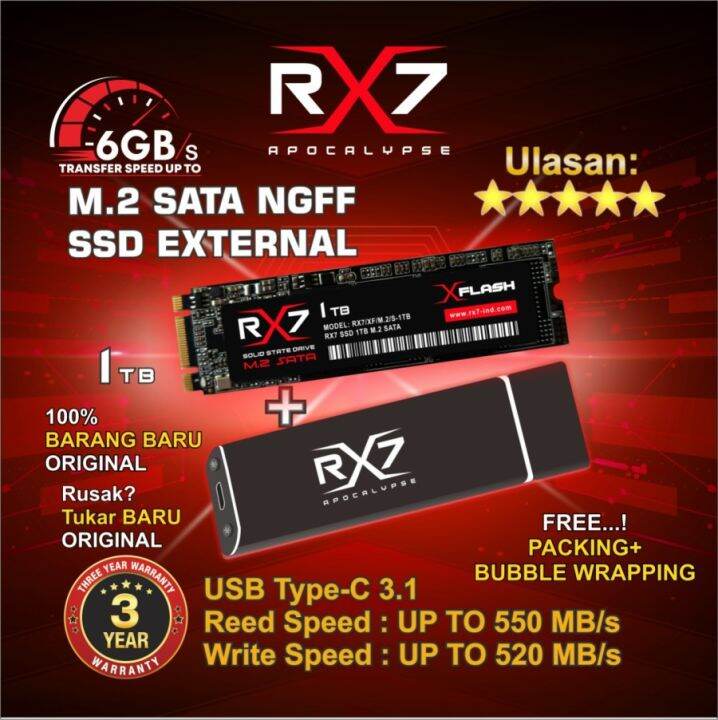 SSD M2 SATA 1TB EXTERNAL 1TB, 256GB, 128GB, RX7 M2 SATA #JC COMPUTINDO ...