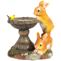 Solar LED Light Rabbit Sculpture Courtyard Animal Bunny Figurine Decoration Solar Bunny Drinking Water Lamp Decoration