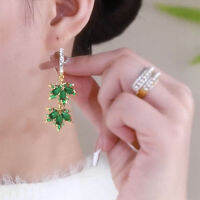 Green Maple Leaf Earrings for Women 2022 New Fashion High Sense Retro Small People Light Luxury Fashion Versatile Earrings TRUX