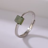 ✲✲ S925 pure silver inlaid natural hetian jade jade ring contracted fashion personality temperament lady open ring