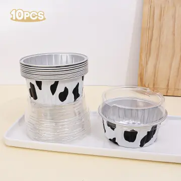 50pcs Foil Cupcake Liners with Lids Round Aluminum Muffin Cake Holders Pans  Baking Cups Tray 5.5oz Heat Resistant Cake Cups 2023