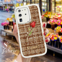 เคสโทรศัพท์พร้อมสำหรับ Samsung Galaxy S20เคสโทรศัพท์ฝาผ้าซิลิโคนแบบนิ่มสีกุหลาบแดงพิเศษและเนื้อผ้าคำภาษาอังกฤษ