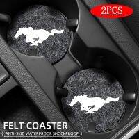 2PCS Car coaster storage box non-slip and shockproof decorative felt mat For Ford Car Mustang B-MAX C-MAX S-MAX Water cup slot