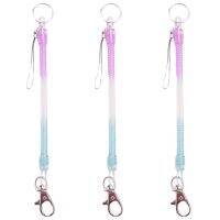 3X Lobster Hook Purple Blue Spring Stretchy Coil Keyring Keychain Strap Rope Cord Picture Hangers Hooks