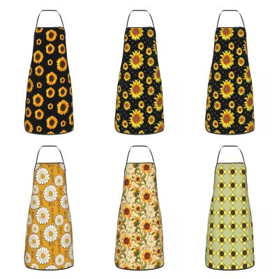 Sunflower Pattern Apron for Women Men Flower Floral Adult Unisex Kitchen Chef Bib Tablier Cuisine Cooking Baking Gardening