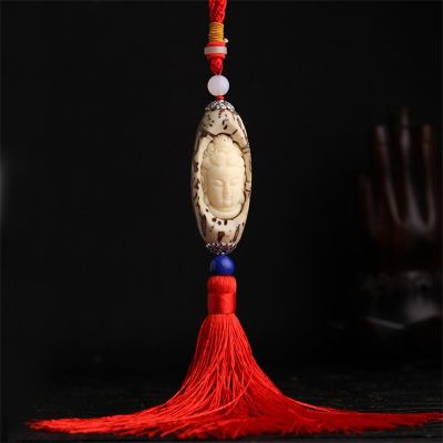 huawe Chinese Wood Car Ornaments Kwan Yin Buddha Safety Lucky Rearview Trinket Car Pendant Auto Accessories decoracao para carro