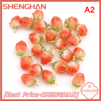 SHENGHAN จี้ต่างหูเรซินผลไม้สตรอเบอร์รี่3D ทำด้วยมือสำหรับเครื่องประดับ Diy ทำสร้อยข้อมือสร้อยคอ