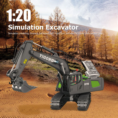 1/20 11CH Digger รถแทรกเตอร์ LED Light Sound 2.4GHz รีโมทคอนโทรล Digger Excavator ของเล่นก่อสร้าง Digger Excavator สำหรับเด็ก