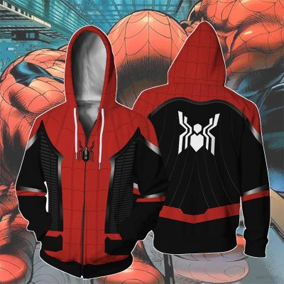 [GR] Spiderman Jacket Marvel Hero Hooded Long Sleeve Unisex Tops Loose Casual Graphic Coat Sports Outerwear Plus Size