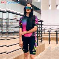 [COD] VEZZO Short Sleeve Cycling Triathlon Skinsuit Sets 2021 Breathable Conjunto Feminino Ciclismo Drying Jumpsuit Kits