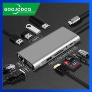 GOOJODOQ Hub USB Type C, Đầu Nối RJ 45 11 Trong 1 Cáp VGA Cổng Hiển Thị