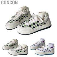 COD Concon Womens Sneakers  Platform PU Leather Trendy Geometric Pattern Casual for Walking