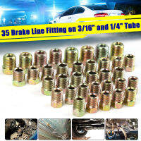 35Pcs สายเบรค Fitting Nuts ชุดเหล็กชุบสังกะสี Tube Nuts สำหรับ Inverted Flares บน316 &amp; 14 Tube Tubing