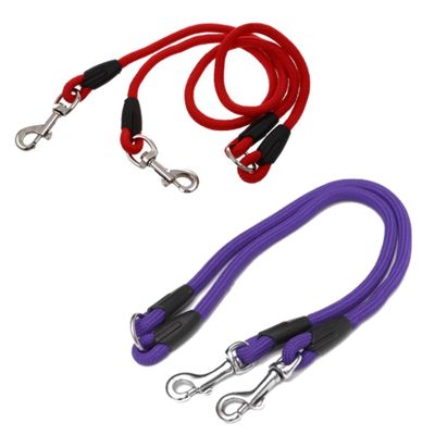 Hot Nylon Duplex Double Coupler Twin Lead Two Way Two Pet Dogs Walking Leash Safety