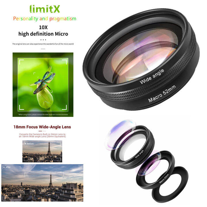 4K HD 18mm Wide Angle with 10x Macro Adapter Ring Kit for Sony ZV1 ...