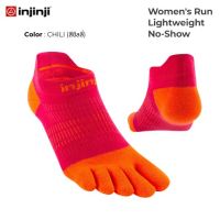 INJINJI ถุงเท้าวิ่ง แยกนิ้ว ผู้หญิง WOMEN RUN LIGHTWEIGHT NO-SHOW COOLMAX CHILI รุ่นวิ่งขอสั้น สีส้มแดง ของแท้