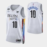 【High Quality】Mens 2022-23 New Original NBA Brooklyn Nets #10 Ben Simmons Jersey City Edition White Swingman Heat-pressed
