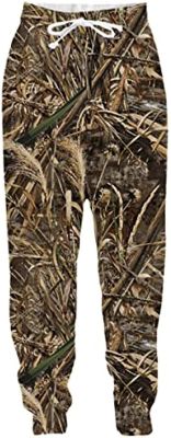 Mens and Womens 3D Reed Camouflage Hunting Oversized Streetwear Casual Trousers Sweatpants 09 Asian 5XL
