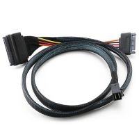 0.5เมตร/1.5ft Mini Sas Sff สาย8643กับ U.2 Sff-8639 15ขาตัวเชื่อม Sata Ssd สายเคเบิลไฟฟ้า12กิกะไบต์/วินาที