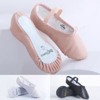 hot【DT】 Leather Ballet Shoes Dancing Slippers Gymnastics Woman Soft Sheepskin Up