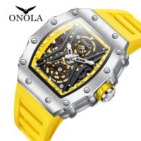 ZZOOI ONOLA Original Design Watch Mechanic Watches Men Top Luxury Fashion Casual Luminous Square Skeleton Clock Men Automatic Watch