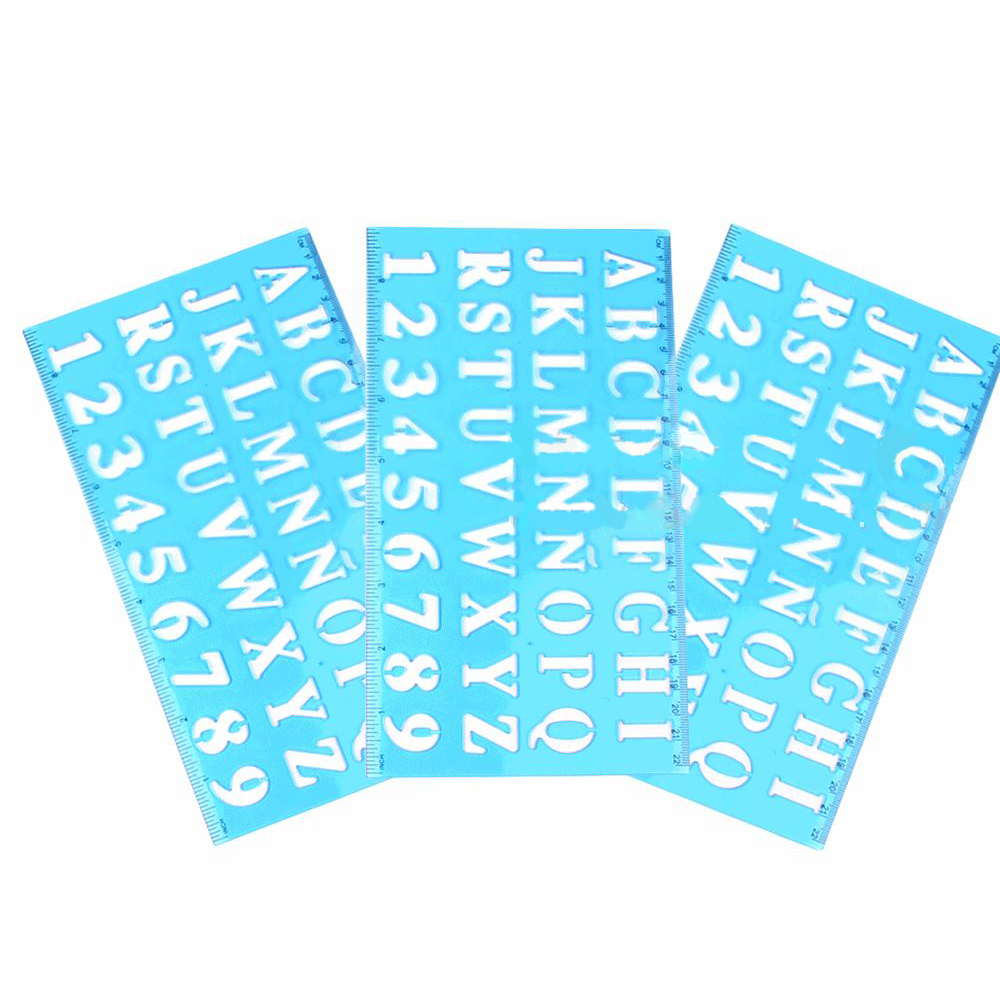 Plastic Drawing Ruler Alphabet & Number Hollow Template Stencil Learning M3A6 