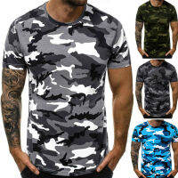 Brookv HuttbNew Mens Fashion Summer T-shirt Short-sleeved Shirt, Pattern Round Neck Slim Camouflage T-shirt