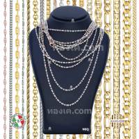 18K-N0Q สร้อยคอทองคำแท้ ITALY 750 รุ่น สองกษัตริย์ บีด Beads 1+0 WP200