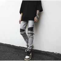 SPENZER.STREET?zipper knee Biker-jeans กางเกงยีนส์สุดเท่ สินค้าสตรีท สินค้าฮิต สินค้าใหม่2021