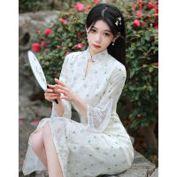 Cheongsam ดอกไม้ปรับปรุงสไตล์2022เด็กสาวย้อนยุคชุดสดขนาดเล็ก