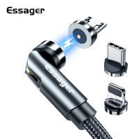 Essager ใหม่ล่าสุด 540 หมุนสายแม่เหล็กชาร์จเร็วสาย Micro USB Type C สำหรับ iPhone 12 11 Pro Huawei Samsung Xiaomi Vivo Oppo Realme สายแม่เหล็ก Android