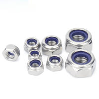 2525Pcs M2.5 M10 M3 M4 M5 M2 M12 M16 304สแตนเลสสีดำ Hex ไนลอนใส่ล็อค Nut Self-Locking Nylock Nut Locknut