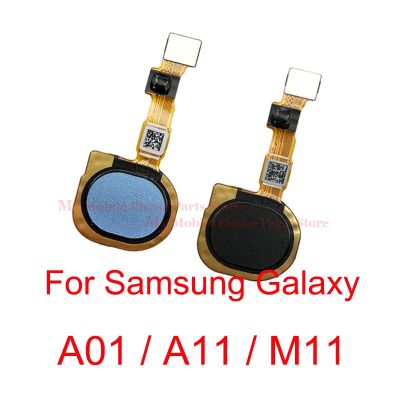 ปุ่มโฮมเซ็นเซอร์ลายนิ้วมือสายเคเบิ้ลหลักสัมผัส ID สำหรับ Samsung Galaxy A01 A015F A11 A115F M11เมนูส่งคืน M115F