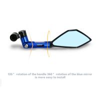 “：{}” Universal CNC Aluminum Motorcycle Handlebar Rear View Mirrors Blue Anti-Glare Mirror For Honda Yamaha Suzuki Scooter Ktm