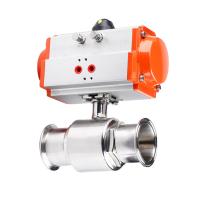 89mm 304 Stainless Steel Sanitary Ball Valve Clamp Ferrule Type Quick Install Ball Valves With Double Acting Cylinder