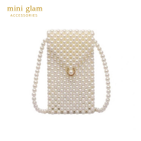 Miniglam Glam White Pearl Crossbody Bag - M กระเป๋าสะพายไข่มุกขนาดกลาง